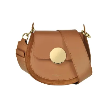 Le Parmentier Italy Version Calfskin Patchwork Suede Saddle Bag Crossbody Shoulder Bag Regular Women's Cognac