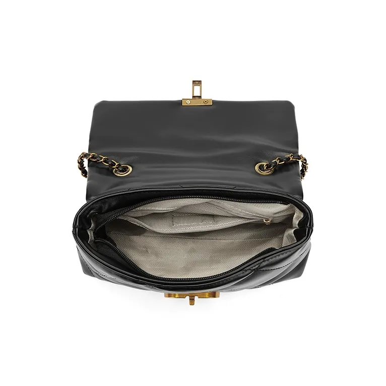 ST&SAT Synthetic Leather Commute Crossbody Bag Shoulder Bag Women's Black/Pearl White-4