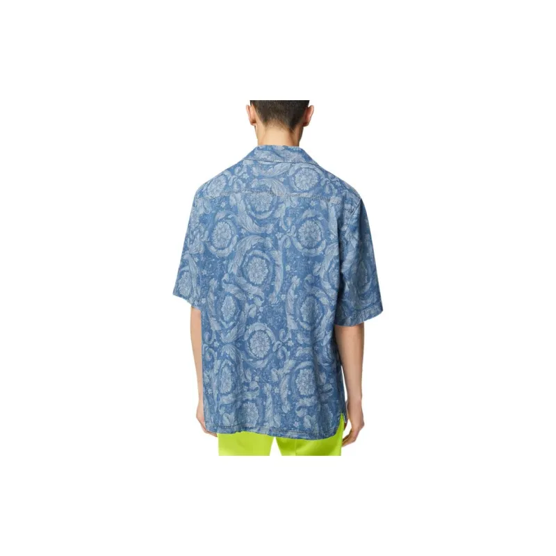 VERSACE Barocco Silhouette Denim Shirt-2