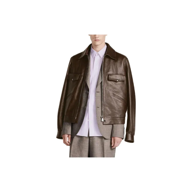 DIOR SS24 Leather Jacket Men's Brown-2