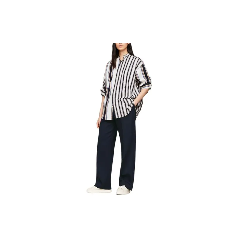 Clot X Tommy Hilfiger CLOT Co branded Model Shirts Unisex Navy Blue With White 0K4-2