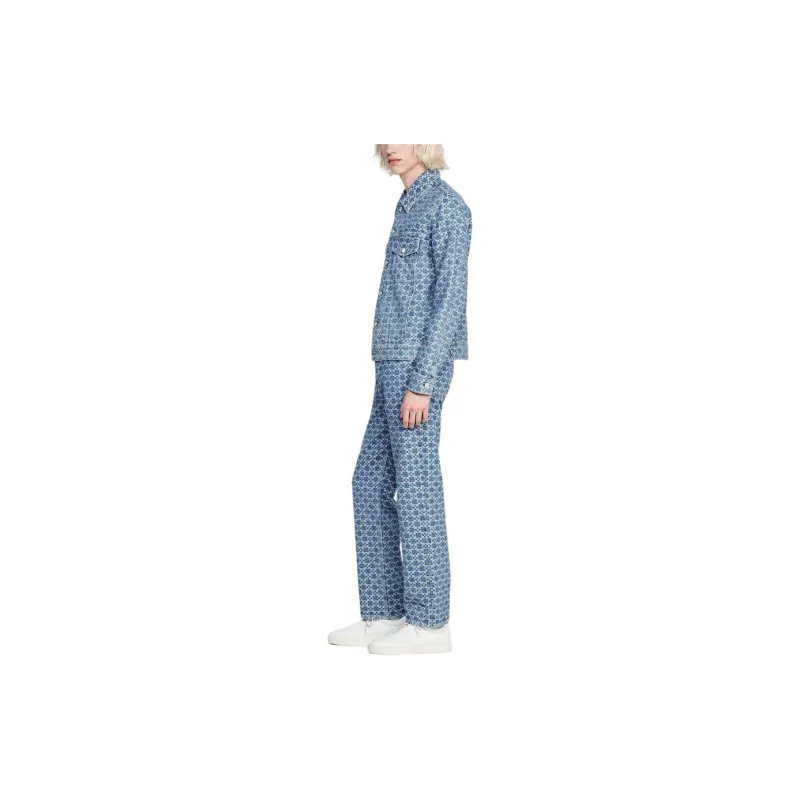 Sandro Patterned jacquard Denim Jacket-4