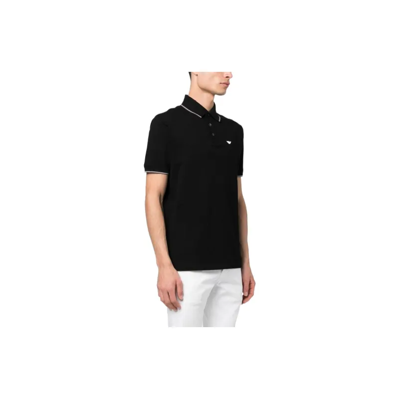 EMPORIO ARMANI Logo Embroidered Short Sleeved Polo Shirt-4
