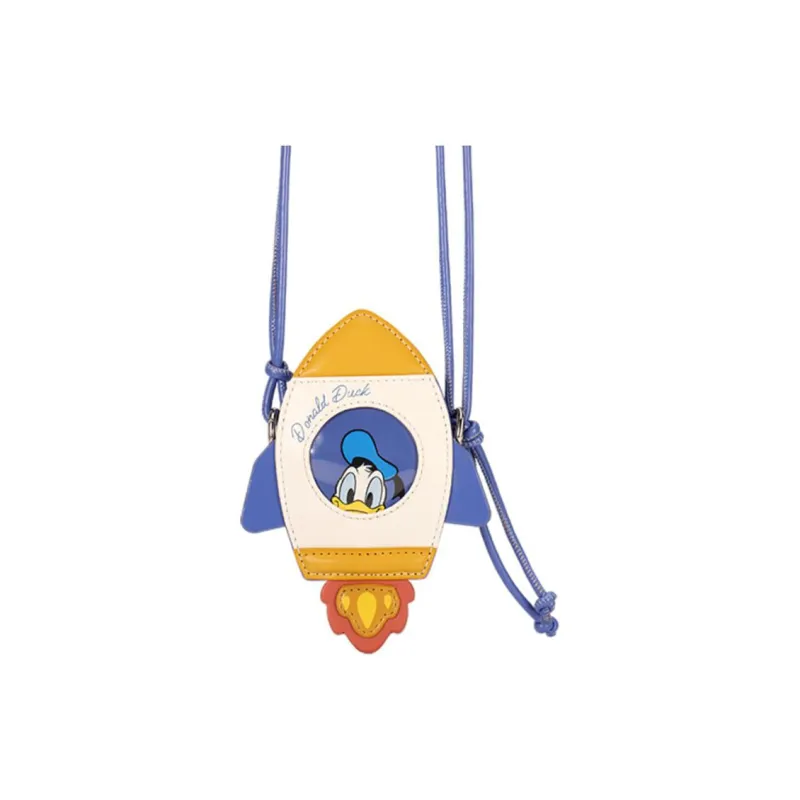AJIDOU Disney, Collaboration Artificial Leather One Shoulder Crossbody Cell Phone Pouch Small Size Unisex Khaki & Blue-1
