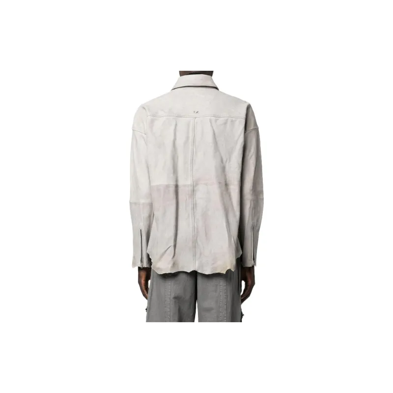DIESEL Leather Jackets Men Light Gray-2