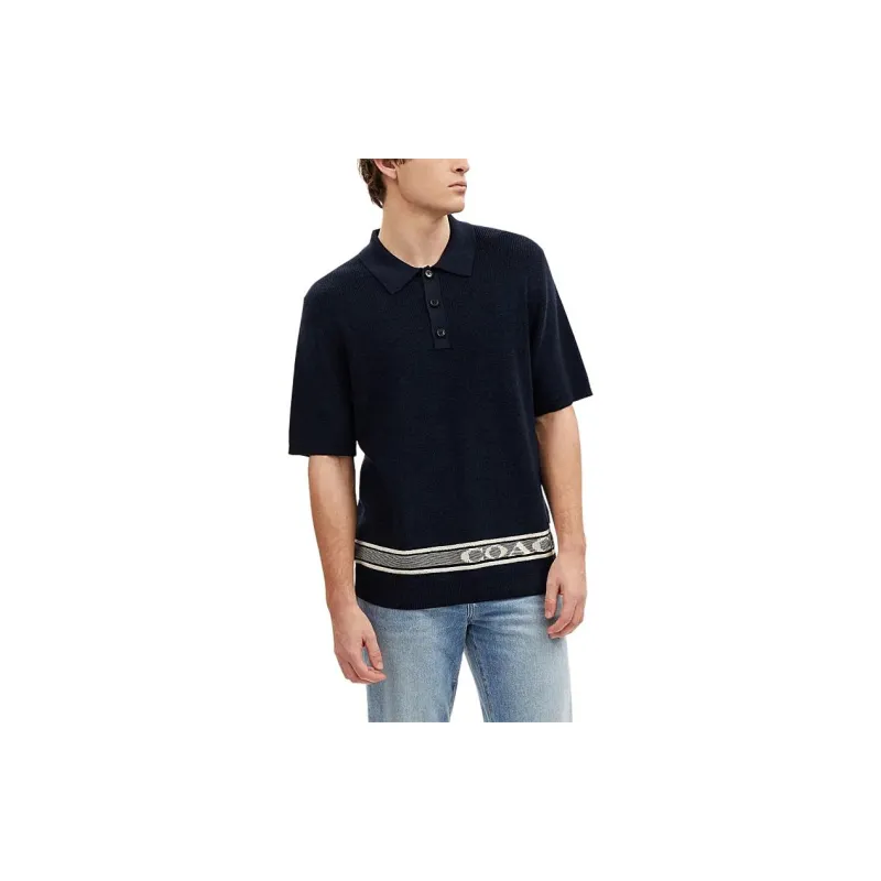COACH SS24 Polo Shirt Men's Marine Blue-1