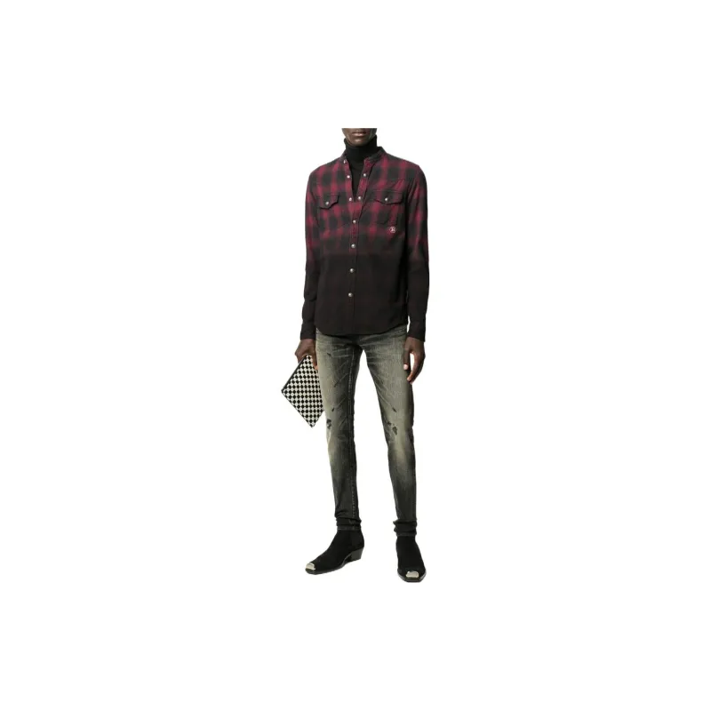 BALMAIN Shirts Men Black Red-1