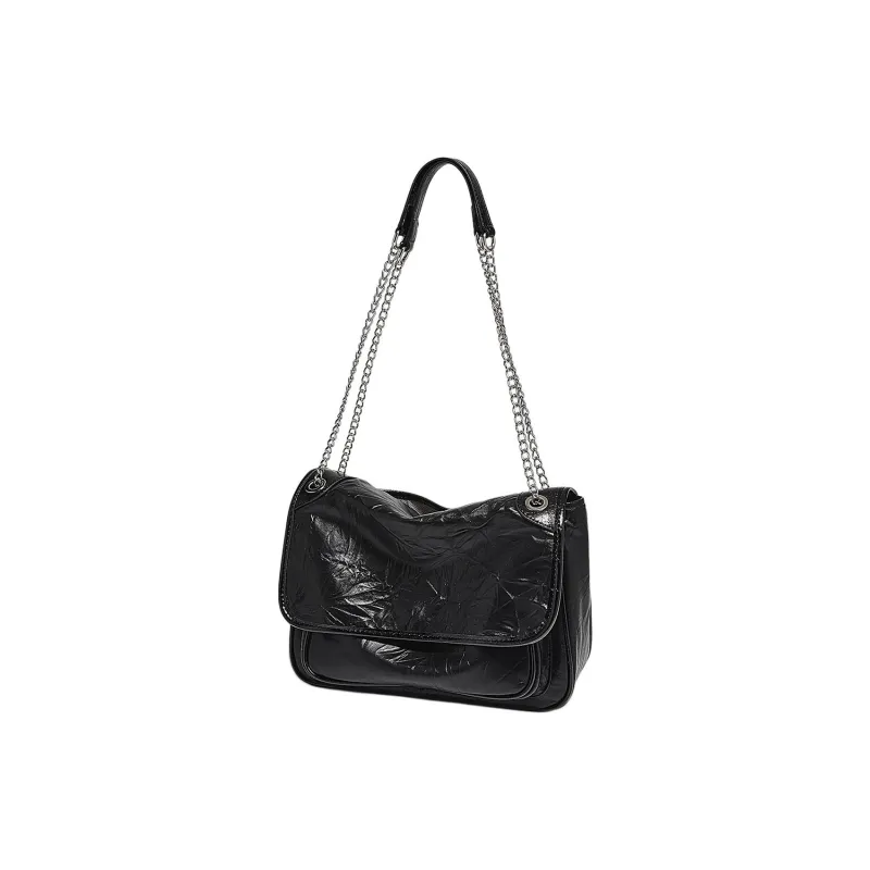 Marino Orlandi Cow Leather Synthetic Leather Chain Bag Shoulder Bag Medium Size Women's Black-17