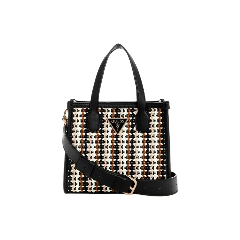 GUESS Artificial Leather Trim Tote Bag Shopping Bag Handbag Mini Women's Black-0