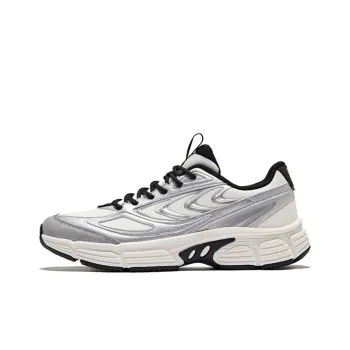 Erke Grandiose Wear Resistant Height Increasing Low Top Casual Shoes Men's Microcrystal White Bright Silver