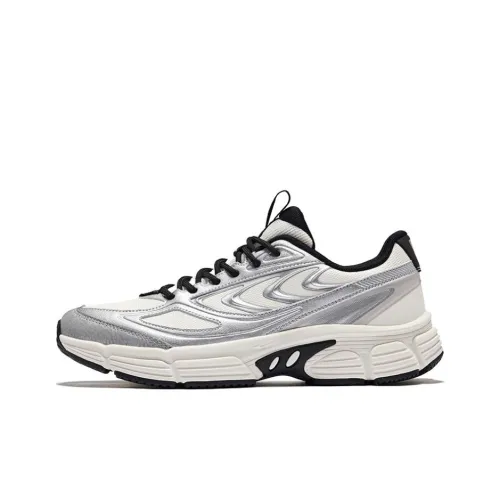 Erke Grandiose Wear Resistant Height Increasing Low Top Casual Shoes Men's Microcrystal White Bright Silver