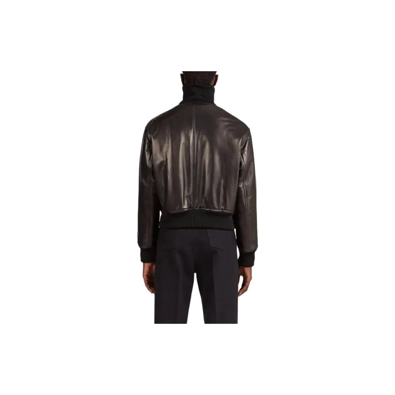 Ferragamo High neck Zipped Leather Jacket-3