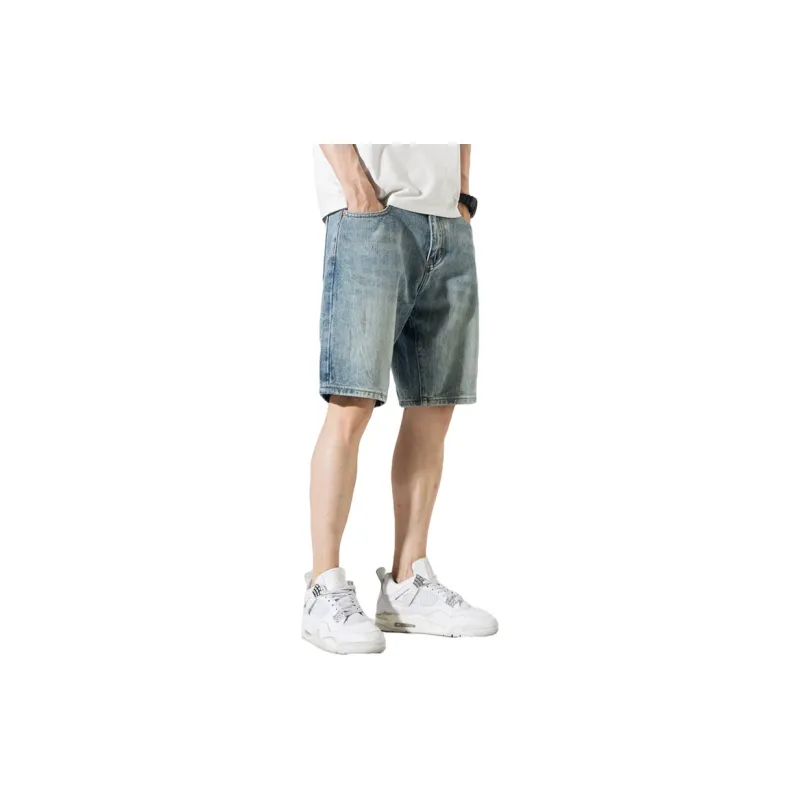 FAIRWHALE Denim Shorts Unisex Denim Blue-3