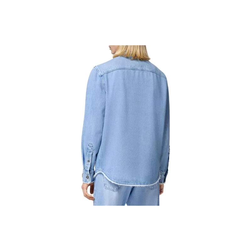 VERSACE Frayed Buttoned Denim Overshirt-3