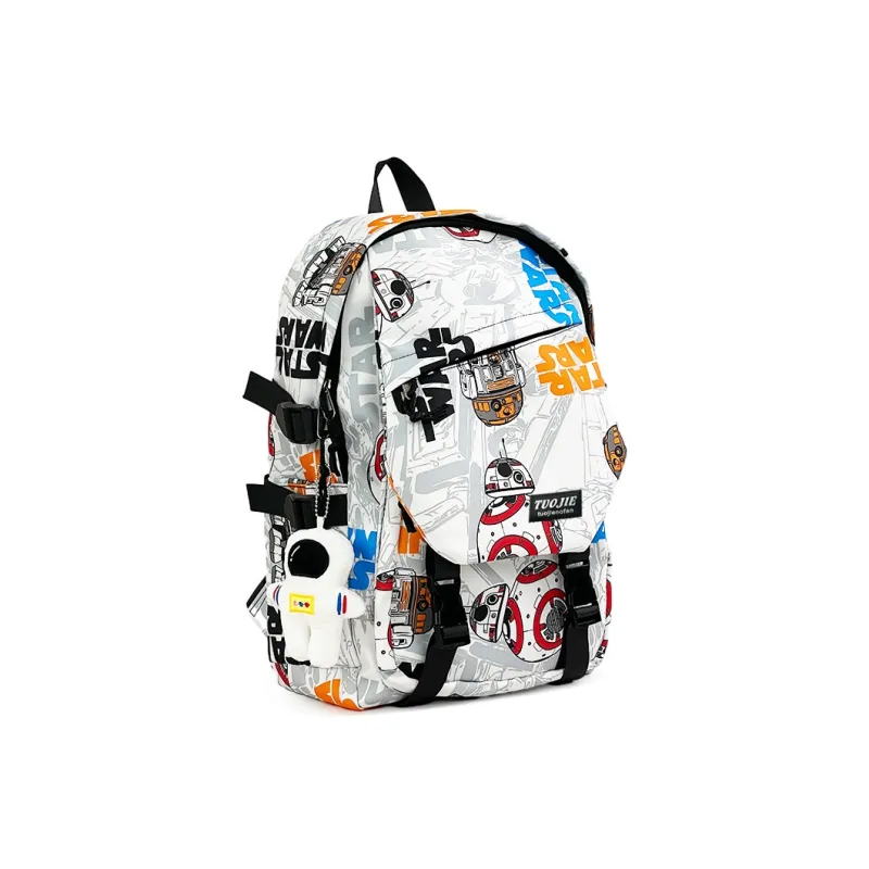 SURELAPTOP Nylon Backpack Unisex Black/Blue & White/Orange & White-39