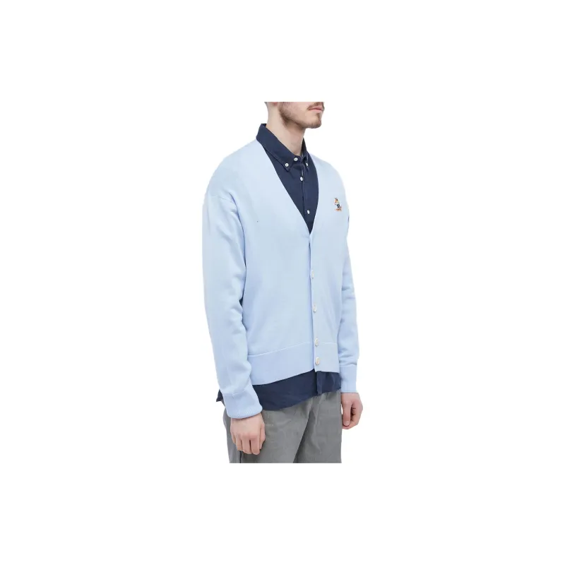Maison Kitsune Logo patch Fine knit Cardigan-3