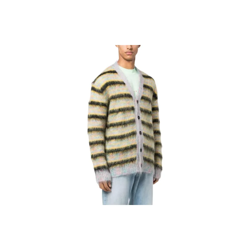 MARNI V Neck Mohair Stripe Cardigan-3