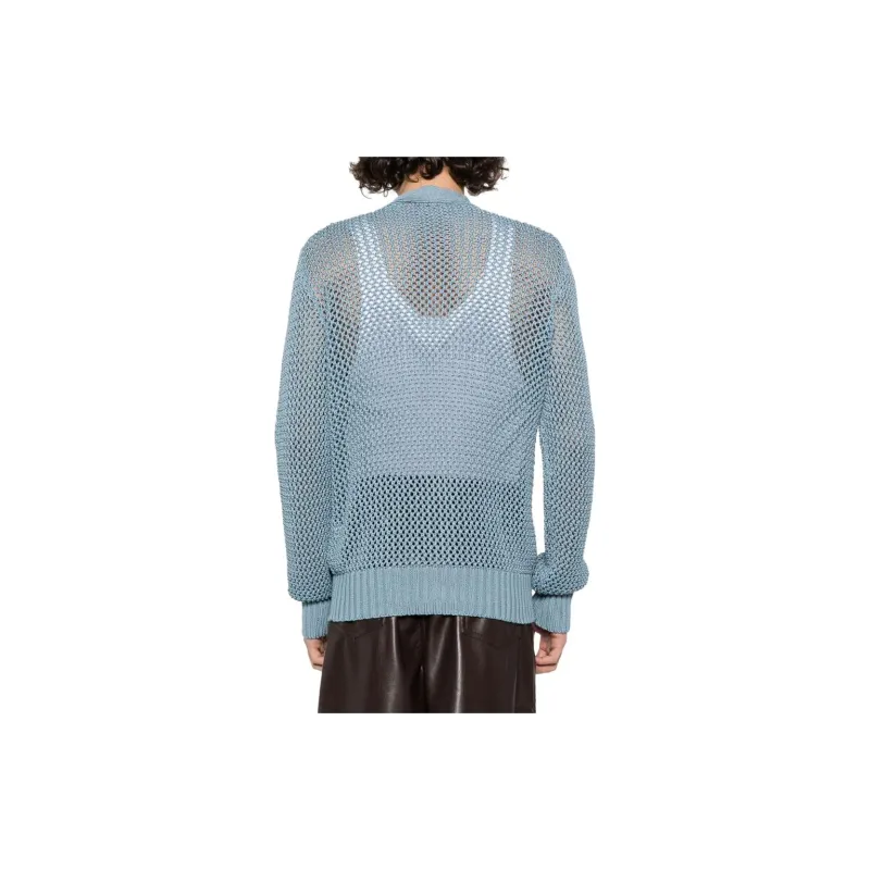 Tagliatore V-neck Crochet-knit Cotton Cardigan-2