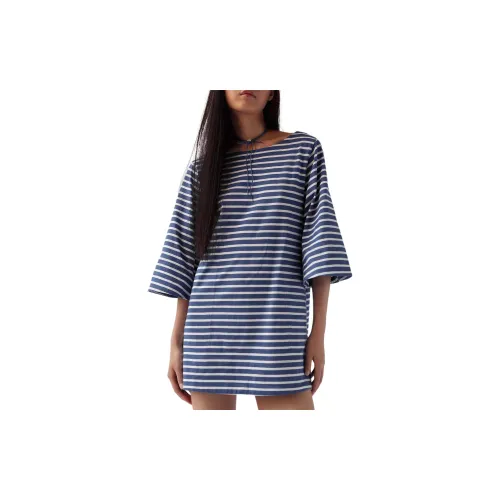 FREE PEOPLE Short-Sleeved Dresses Women's Navy Combo/Marine Blue Combo