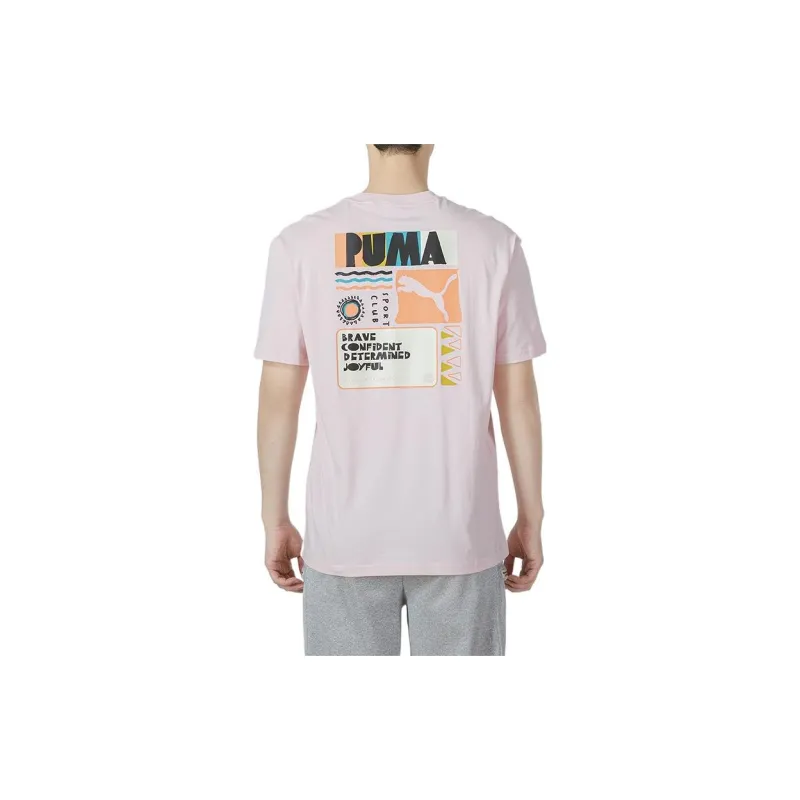 PUMA Set in Sleeve T Shirt Men's Pink-3