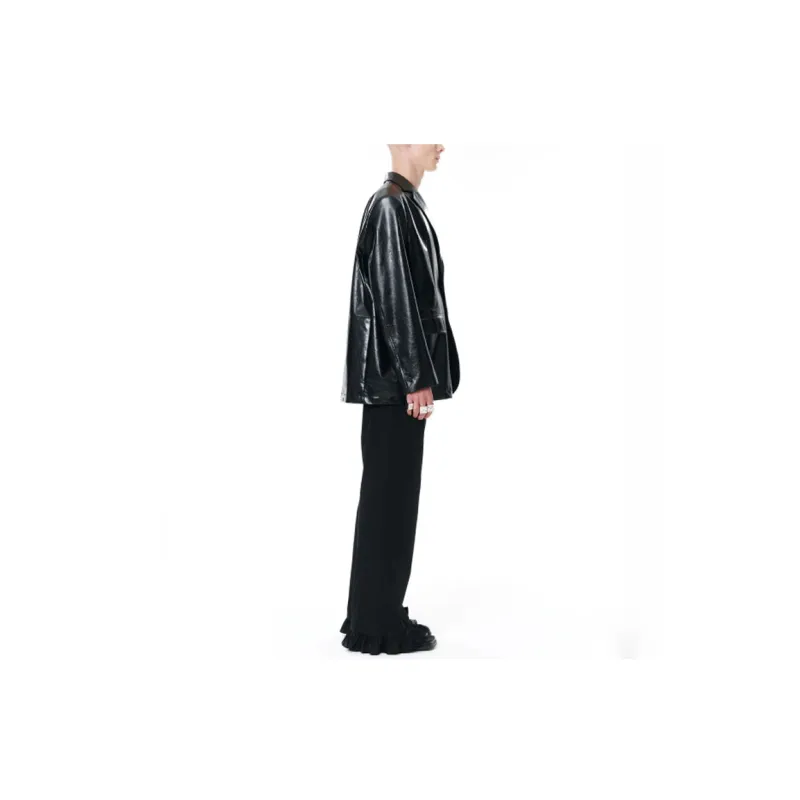 WE11DONE Leather Jackets Unisex Black-4