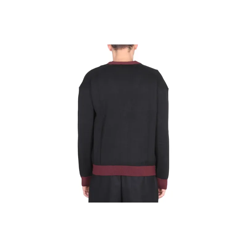 Maison Kitsune Fox Head Patch V Neck Cardigan-2
