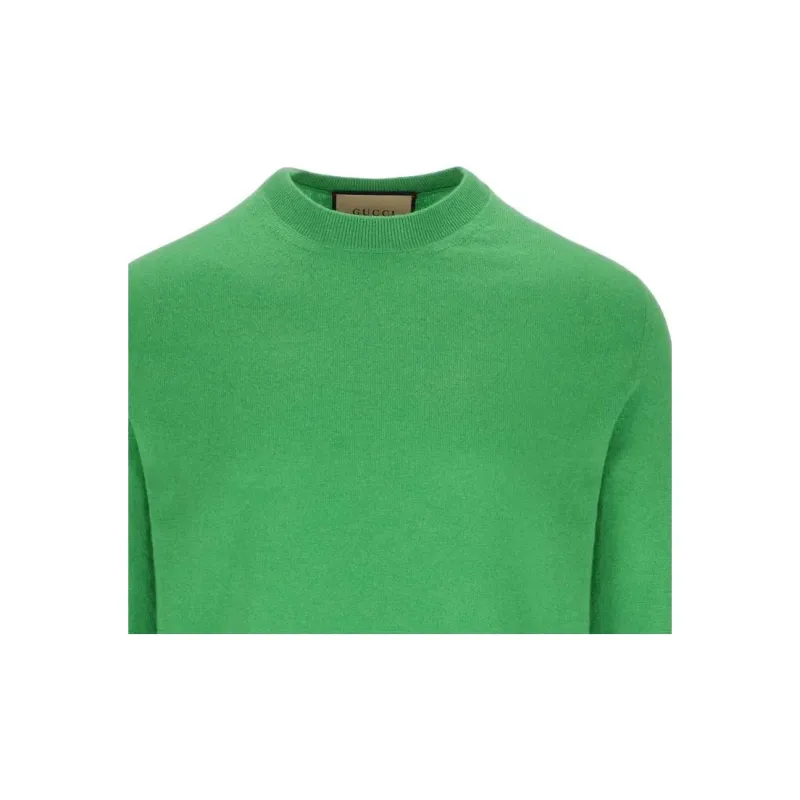 GUCCI V Neck Logo Intarsia Knit Jumper-2