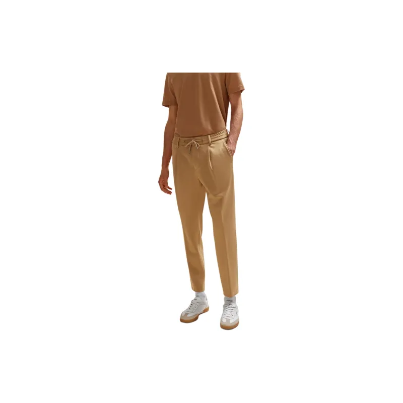 HUGO BOSS Relaxed Fit Drawstring Trousers In Bi Stretch Fabric Casual Pants Men's Khaki-3