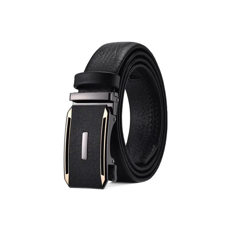 Old Man's Head Cow Leather Leather Belts Men's Black Width  3.5cm-0