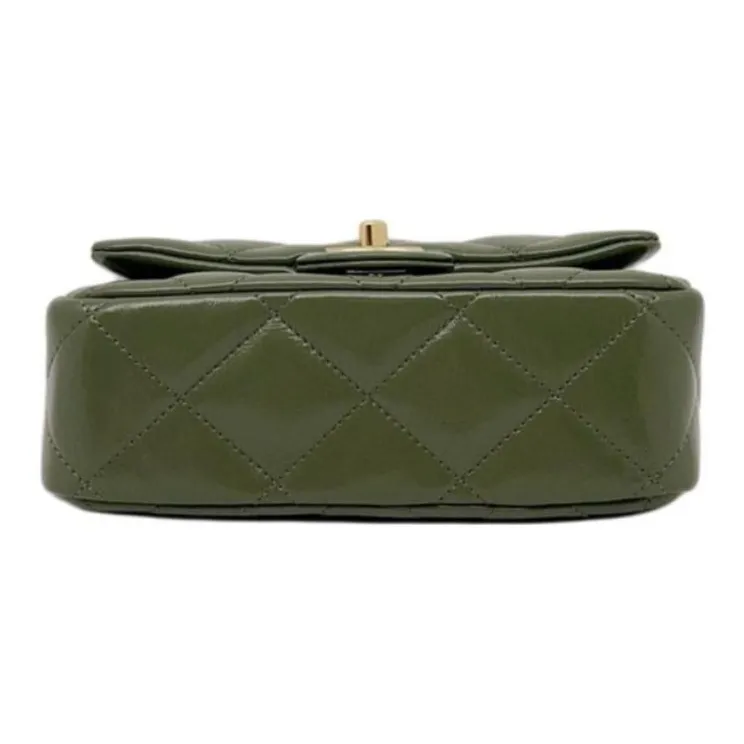 CHANEL Lambskin Portable Crossbody Bag, Shoulder Bag Mini Women's Green-3
