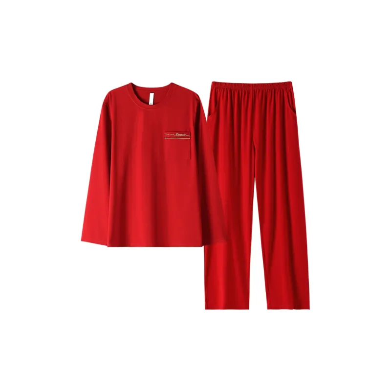 MADALLO Pajama Set Spring And Fall Season Men's China Red-0