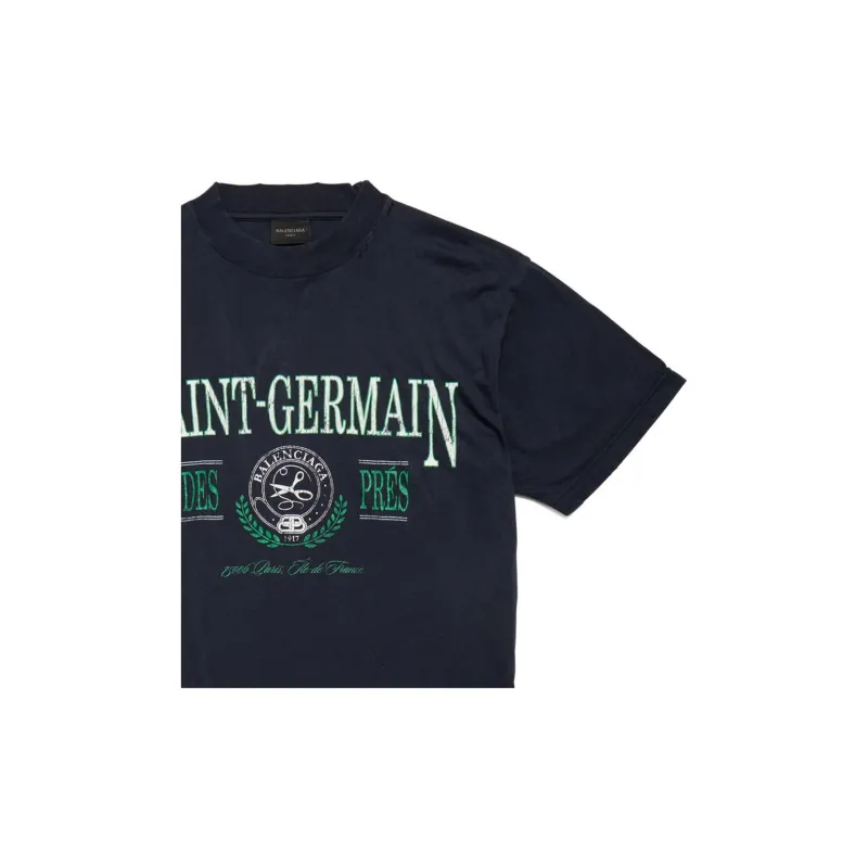 Balenciaga T Shirt Slim Fit Unisex Dark Blue-5