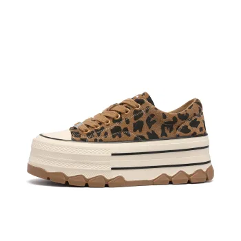 C°BANNER Mid Top Skateboard Shoes Women's Leopard Print