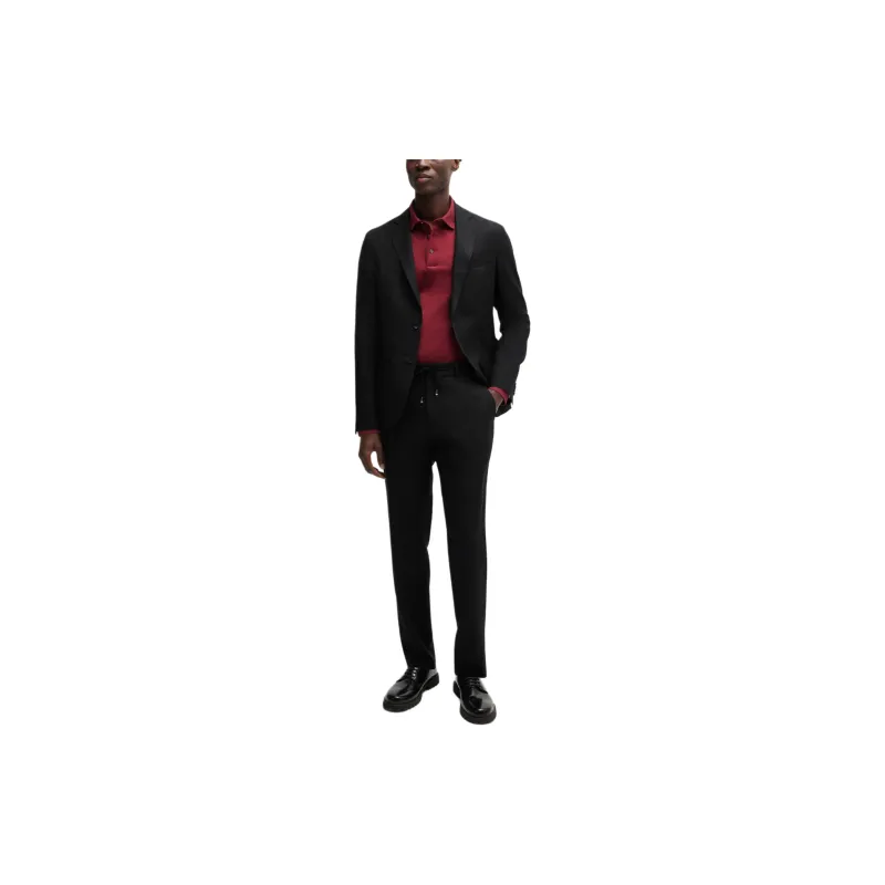 HUGO BOSS Slim-Fit Trousers In Pure Linen Casual Pants Men's Black-3