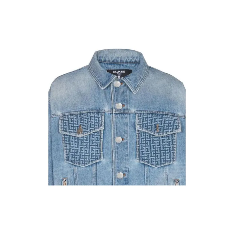 BALMAIN Distressed Rear Logo Printed Jacket-4