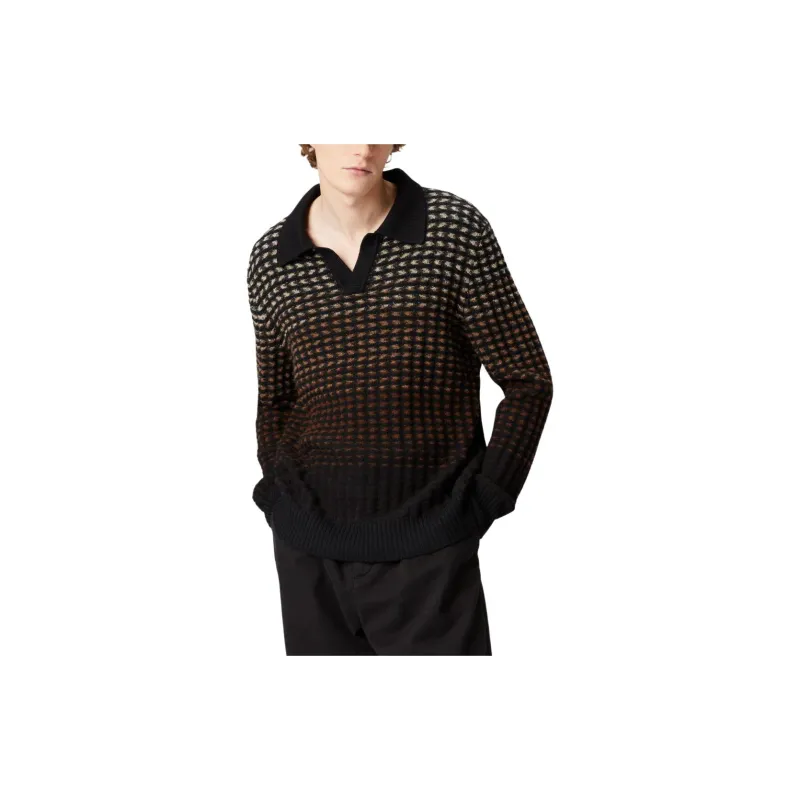 MISSONI Textured Knit Long Sleeved Polo Shirt-4
