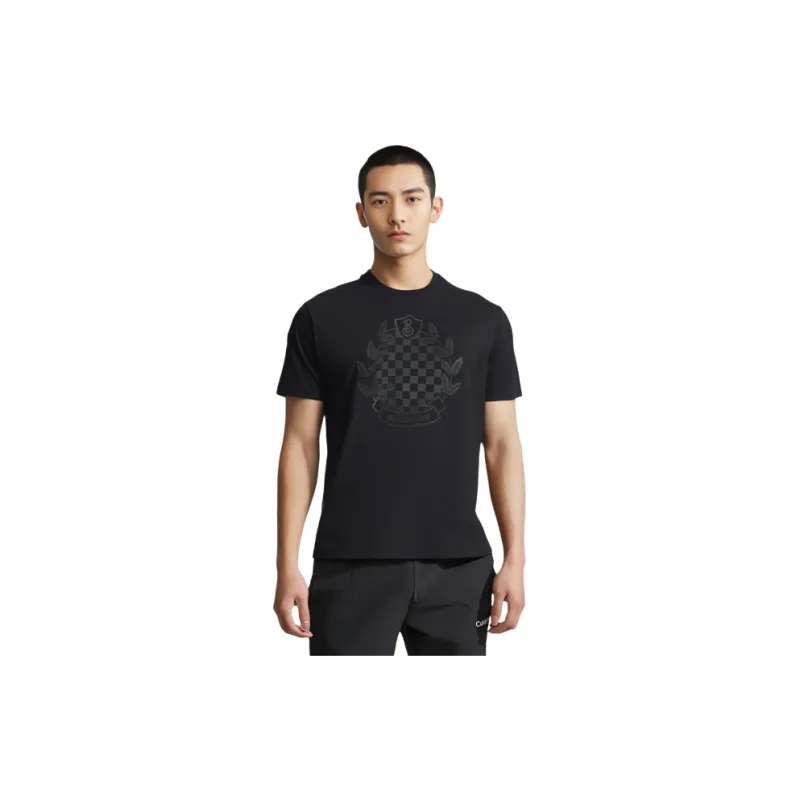 Burberry Solid Color Print Crew Neck Straight Fit Short Sleeved T Shirt T Shirt Men's Black-3