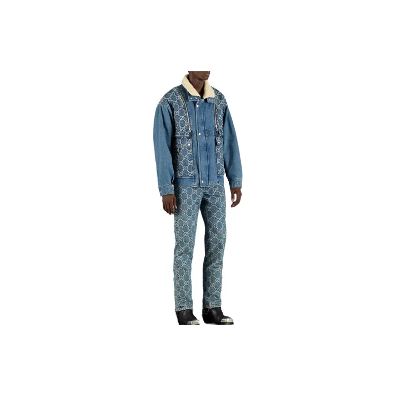 GUCCI GG jacquard Mid rise Straight leg Jeans-1