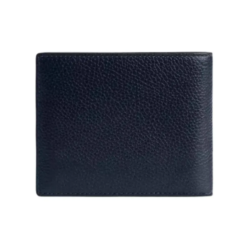 COACH 3 IN 1 Wallet Polished Pebbled Leather Wallet Mini Men's Marine Blue-1