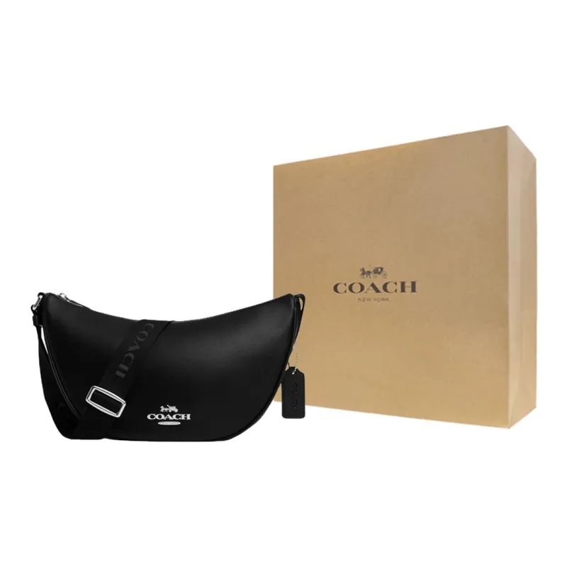 COACH Calfskin Crossbody Bag, Shoulder Bag Large Size Women's Black-7