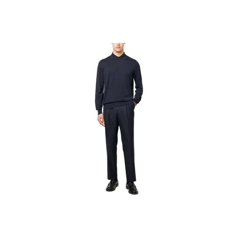 Brunello Cucinelli Long Sleeved Knitted Polo Shirt-2