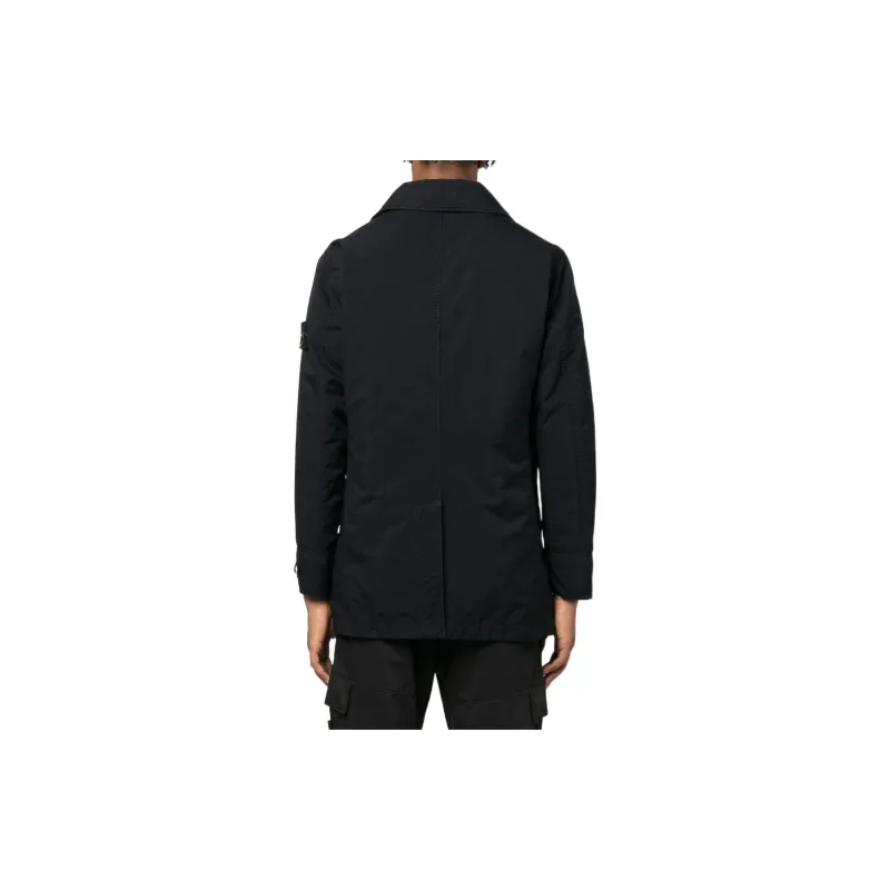 STONE ISLAND Logo Patch Asymmetric Buttoned Coat-3