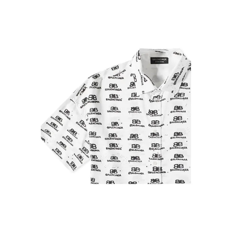 Balenciaga Hand Drawn Bb Icon Oversize Viscose Shirt-4