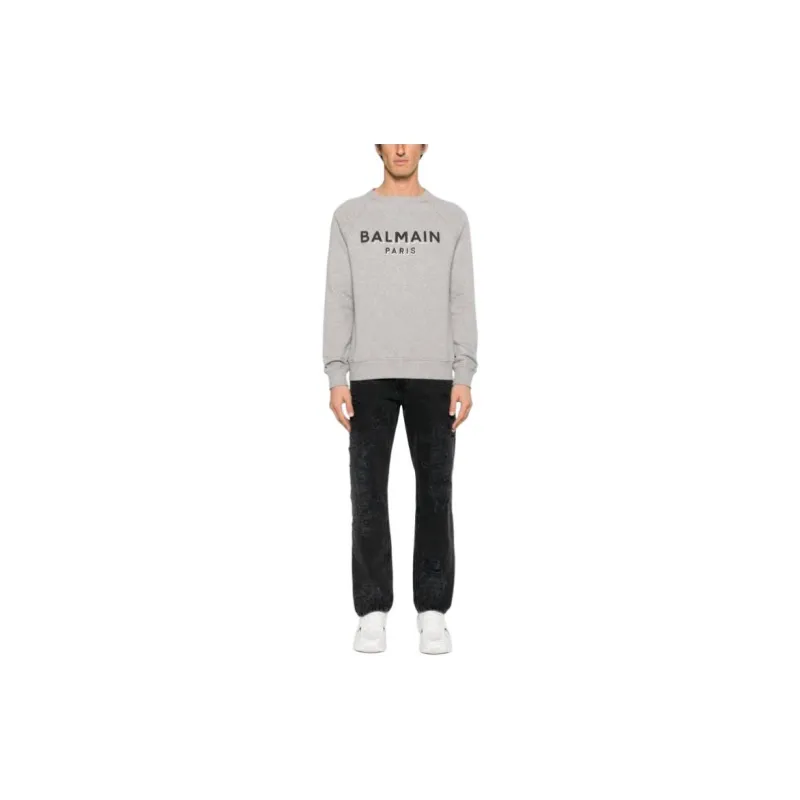 BALMAIN Logo flocked Mélange Sweatshirt-1