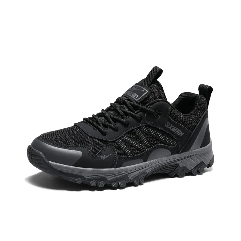 Binary Cushioning Abrasion Resistant Lightweight Breathable Slip Resistant Low Top Hiking Shoes Men's Black-1