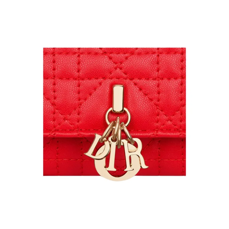 DIOR Lambskin Wallet Women's Bright Red-4