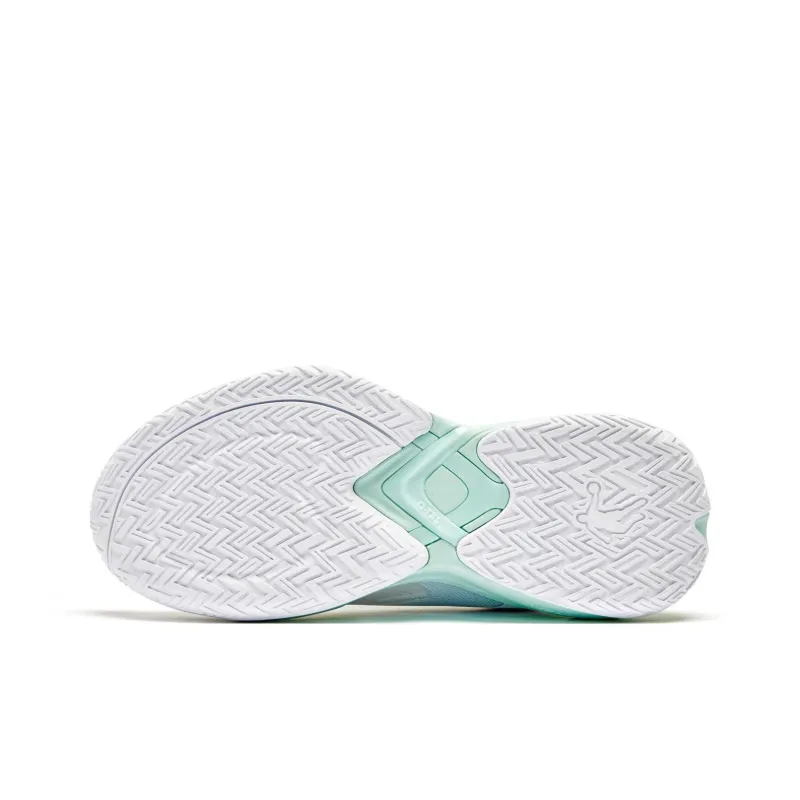 QIAODAN Slip-Resistant Low-Top Basketball Shoes Women's White Green-4