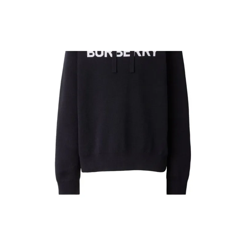 Burberry Logo Intarsia Ribbed Trim Hoodie-5