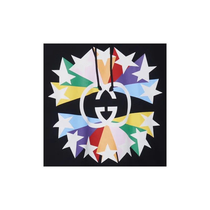 GUCCI Interlocking G Star Burst Print Cotton Sweatshirt-4