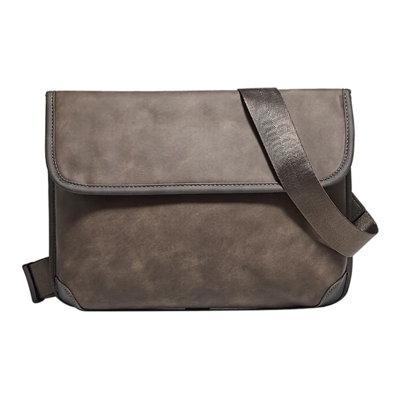 Marino Orlandi Synthetic Leather Shoulder Bag Crossbody Messenger Bag Medium Size Unisex Black/Coffee-11